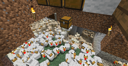 Chickens in the Collier Compound in Minecraft