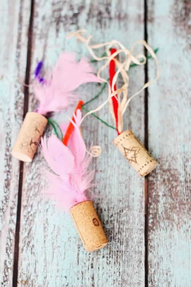 Cat toy made out of wine corks