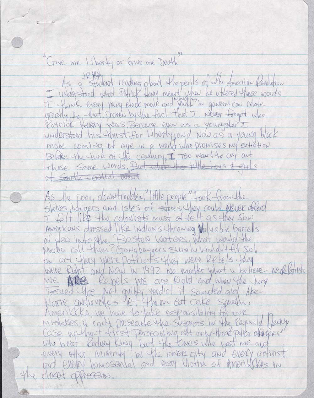 Tupac Essay: Give Me Liberty or Give Me Death