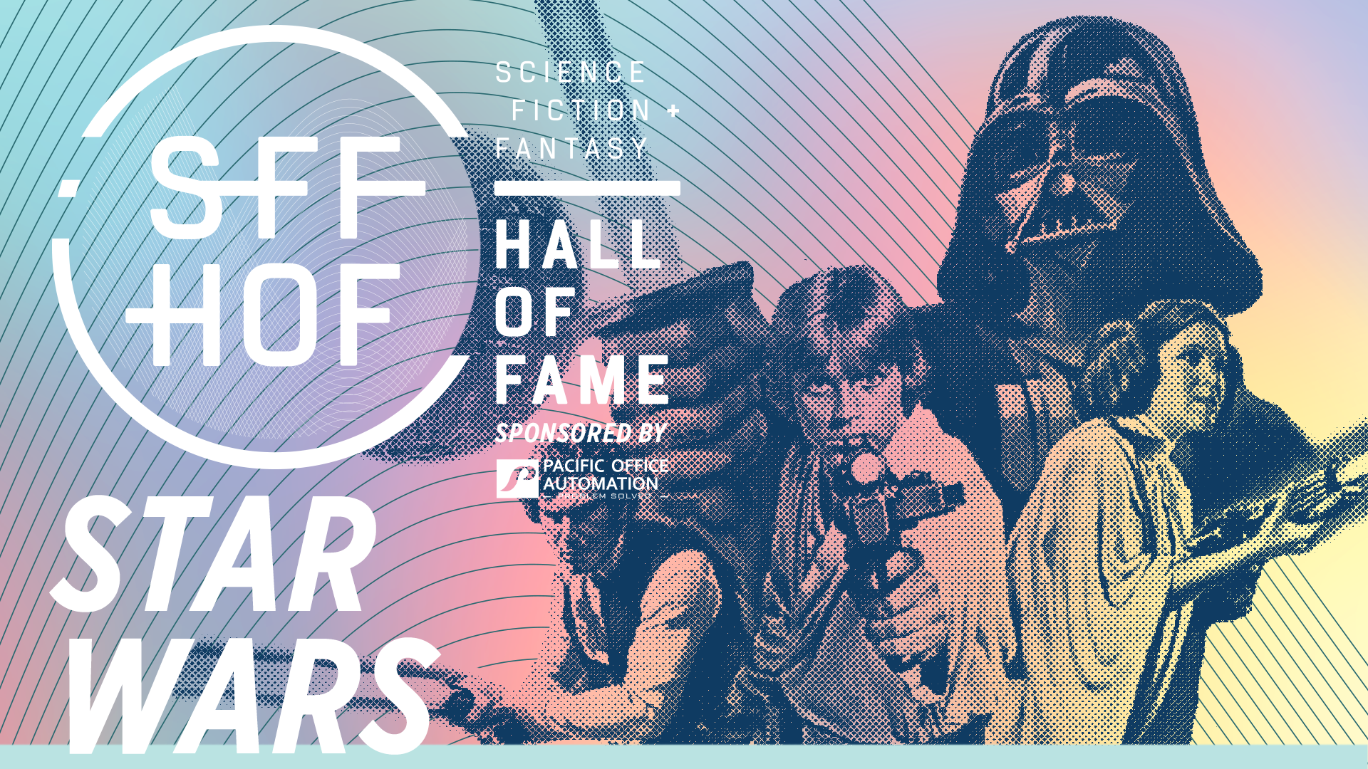 MoPOP Science Fiction + Fantasy Hall of Fame inductee graphic for Star Wars