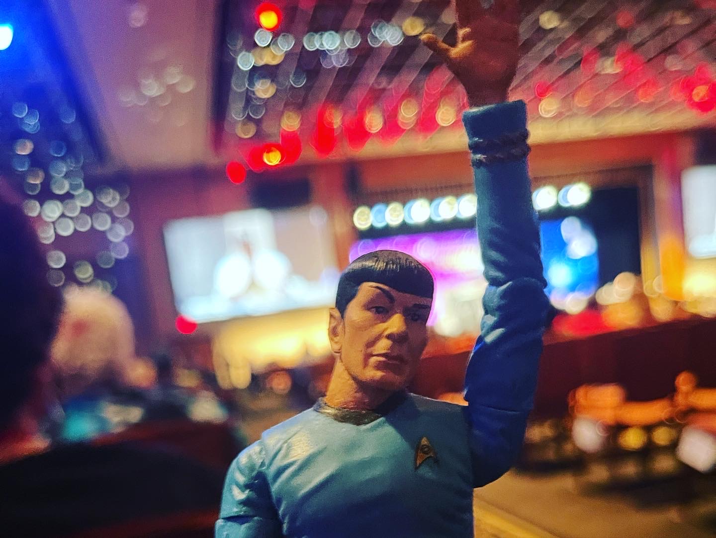 Spock Action Figure Raising his hand to ask Cirroc Loften a question!