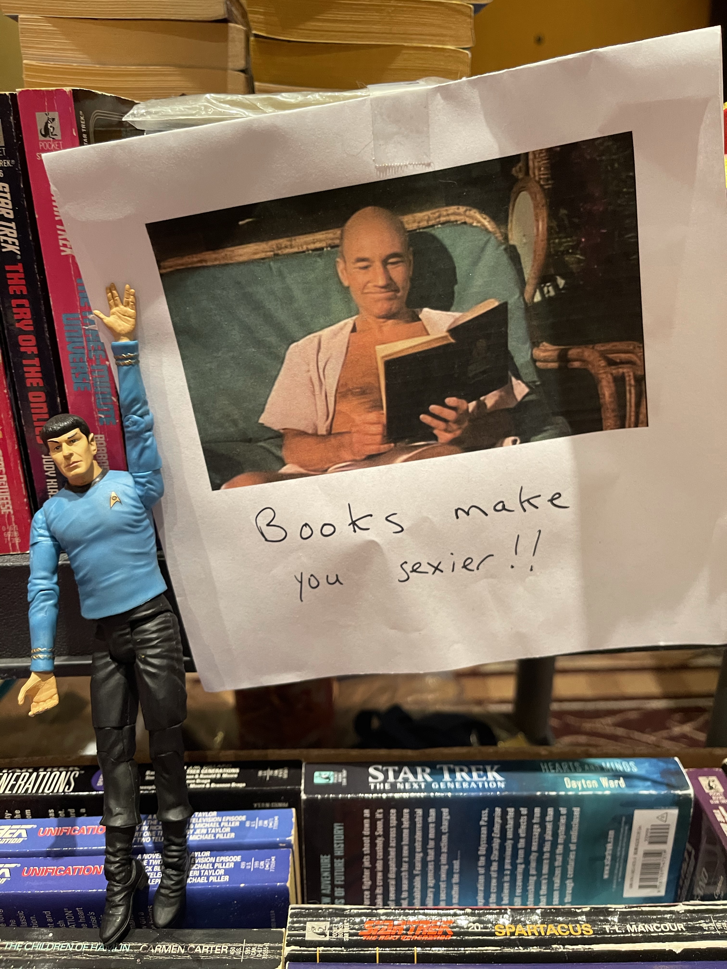 Spock Action Figure with Captain Picard TNG PSA'