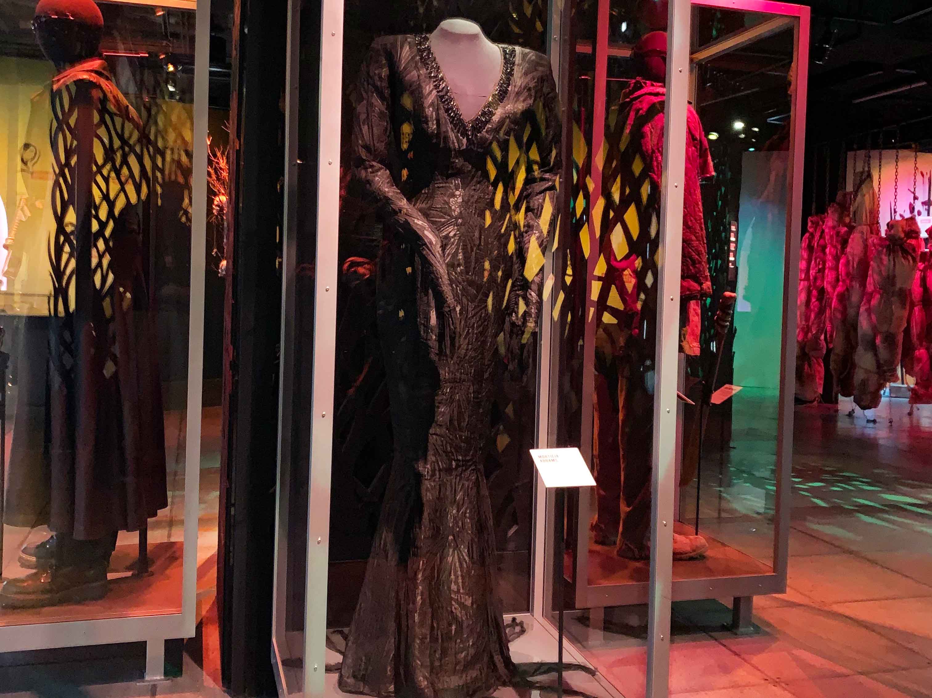 Costume Worn by Anjelica Huston in 'The Addams Family' (1991) and 'Addams Family Values' (1993) Added to 'Scared to Death: The Thrill of Horror Film' at MoPOP